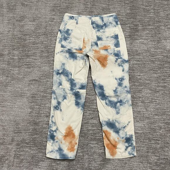 Pilcro Pants Womens 28 Cream Blue Rust Tie Dye The Wanderer Button Fly Utility - Picture 4 of 16